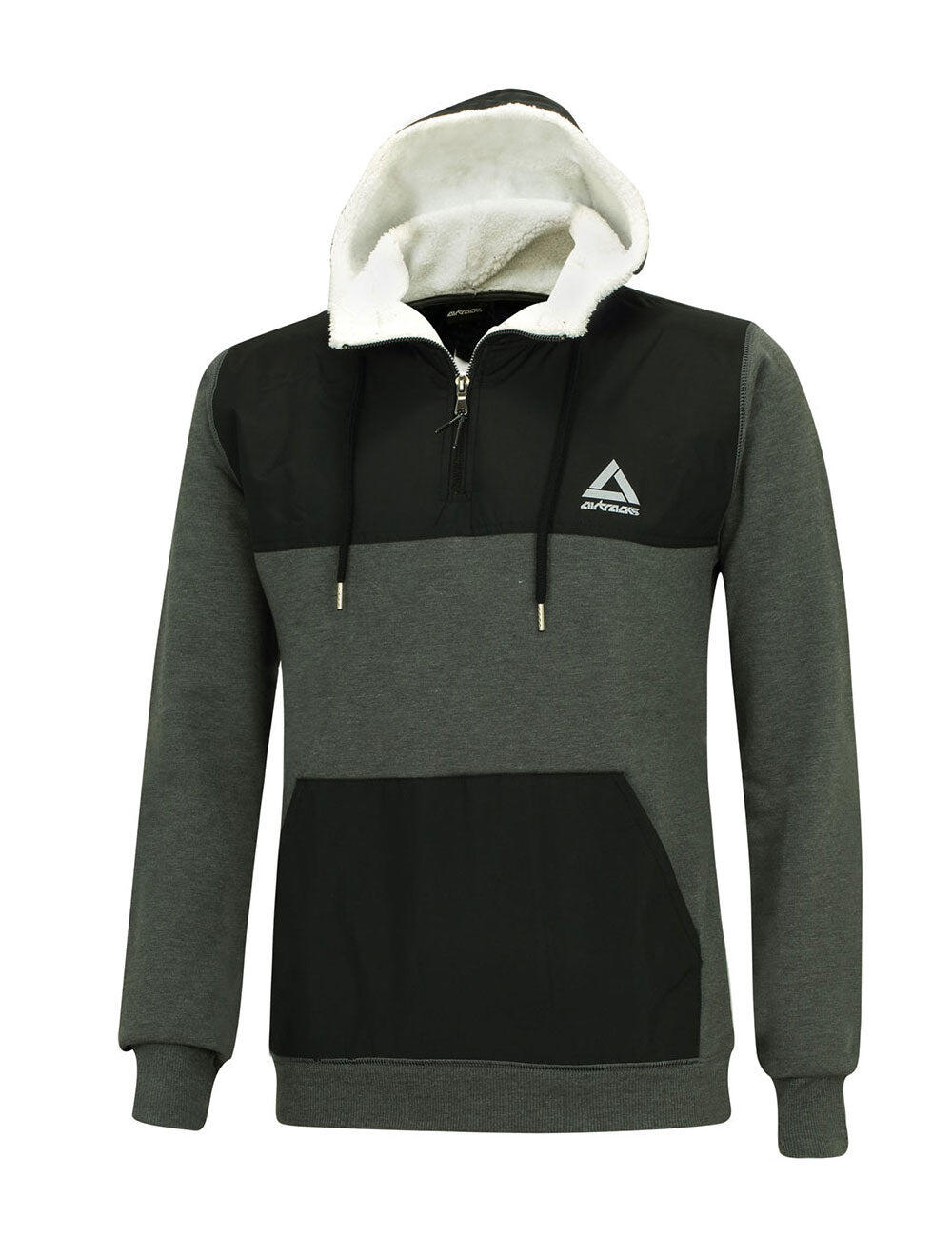 Winter Sweatshirt Crew Pro Line mit Kapuze und Zip Dunkel-Melange 1/3