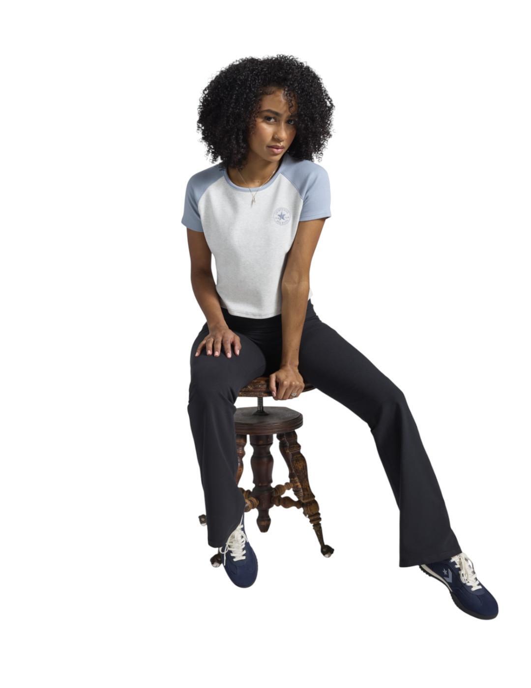 Camiseta para Mujer Converse Raglan  Gris 3/4