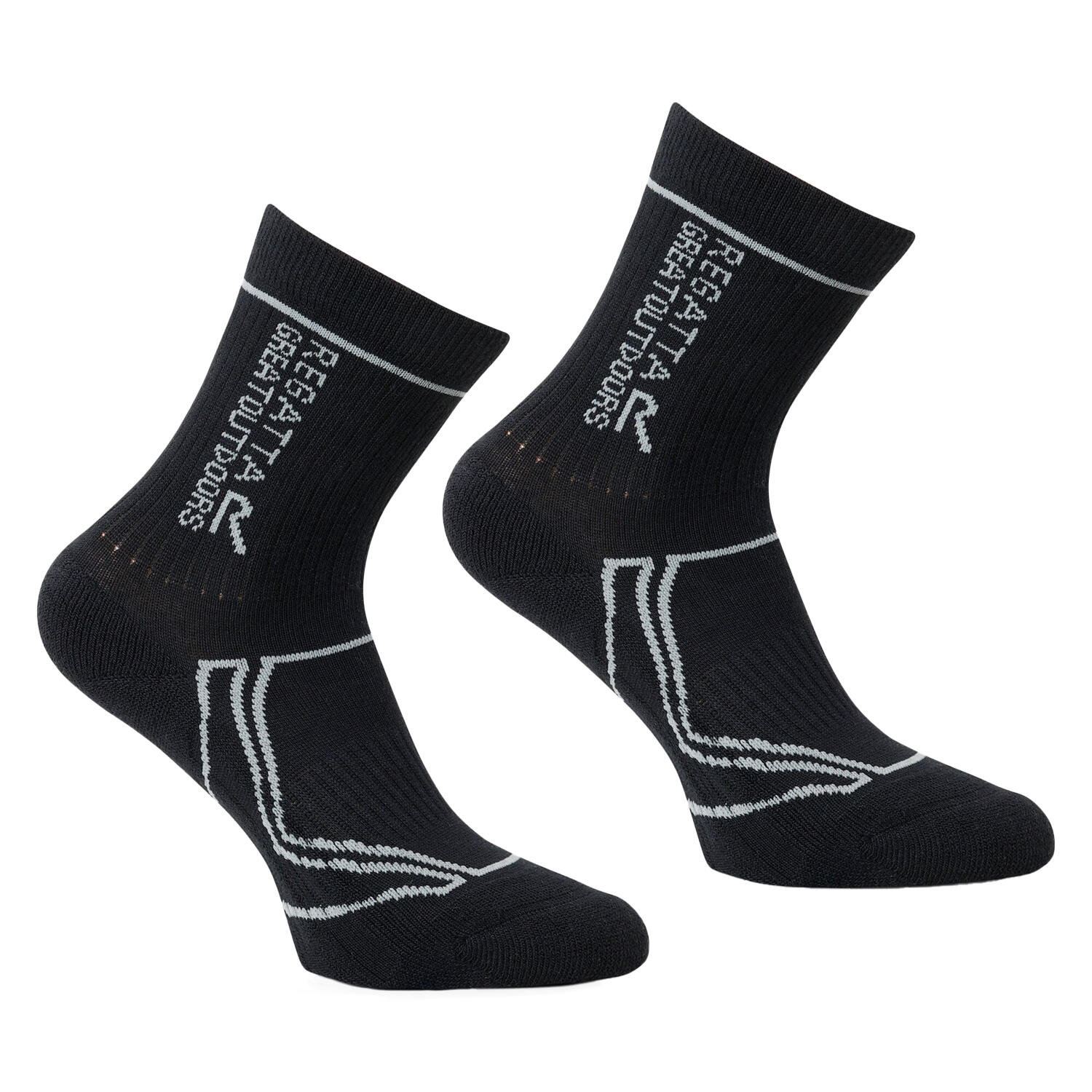 REGATTA Great Outdoors Childrens/Kids 2 Season Coolmax Trek & Trail Socks (Black/Dark