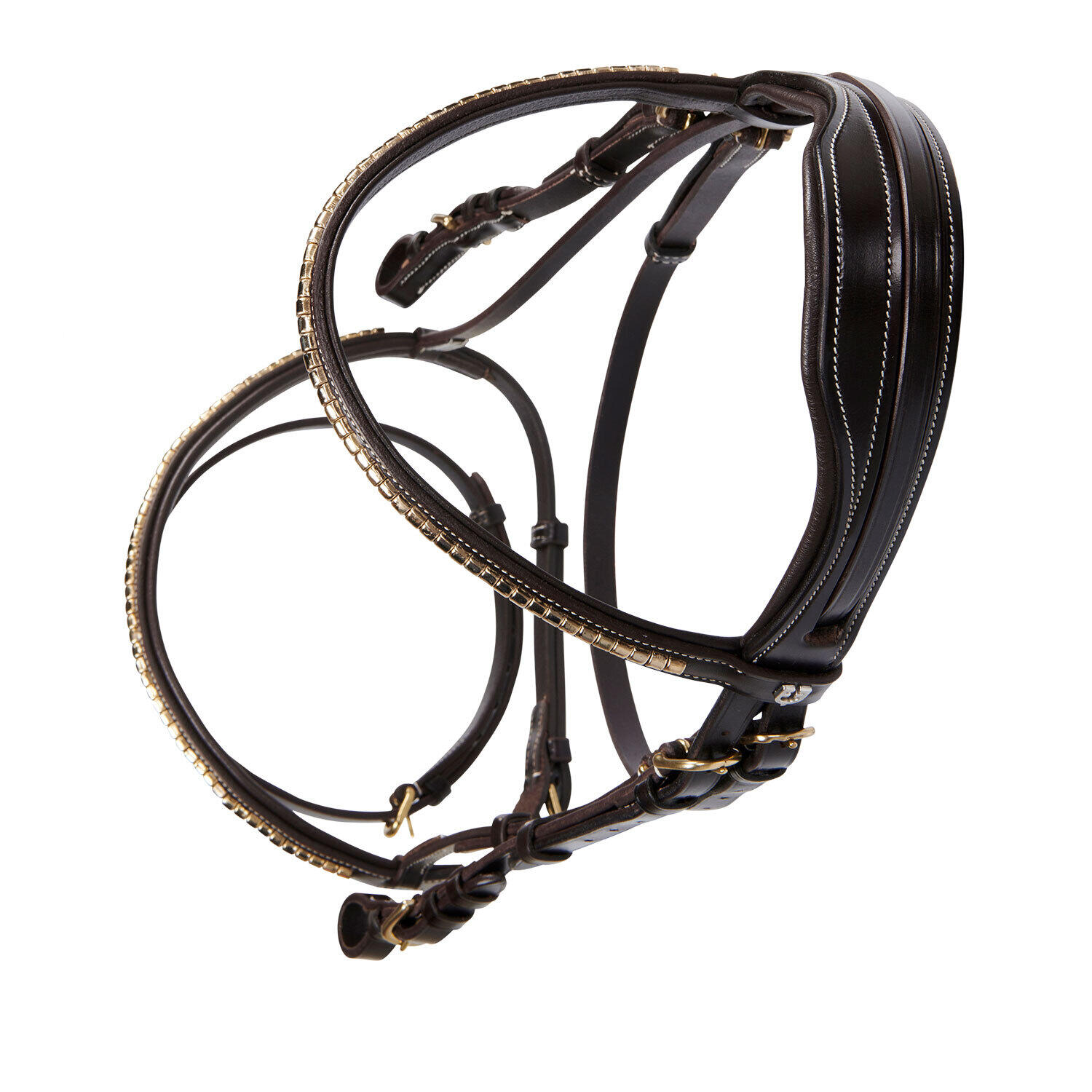 Bridons équitation anatomique pour cheval anglaise en cuir clincher Equestro 3/6