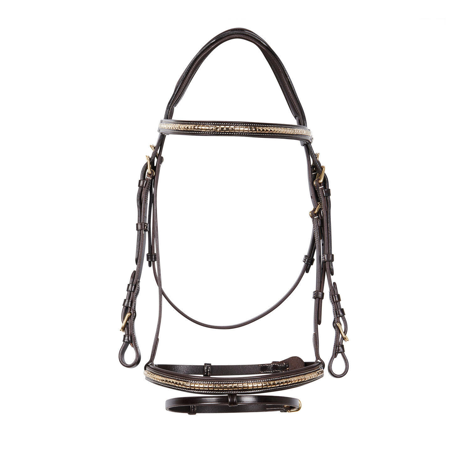Bridons équitation anatomique pour cheval anglaise en cuir clincher Equestro 2/6