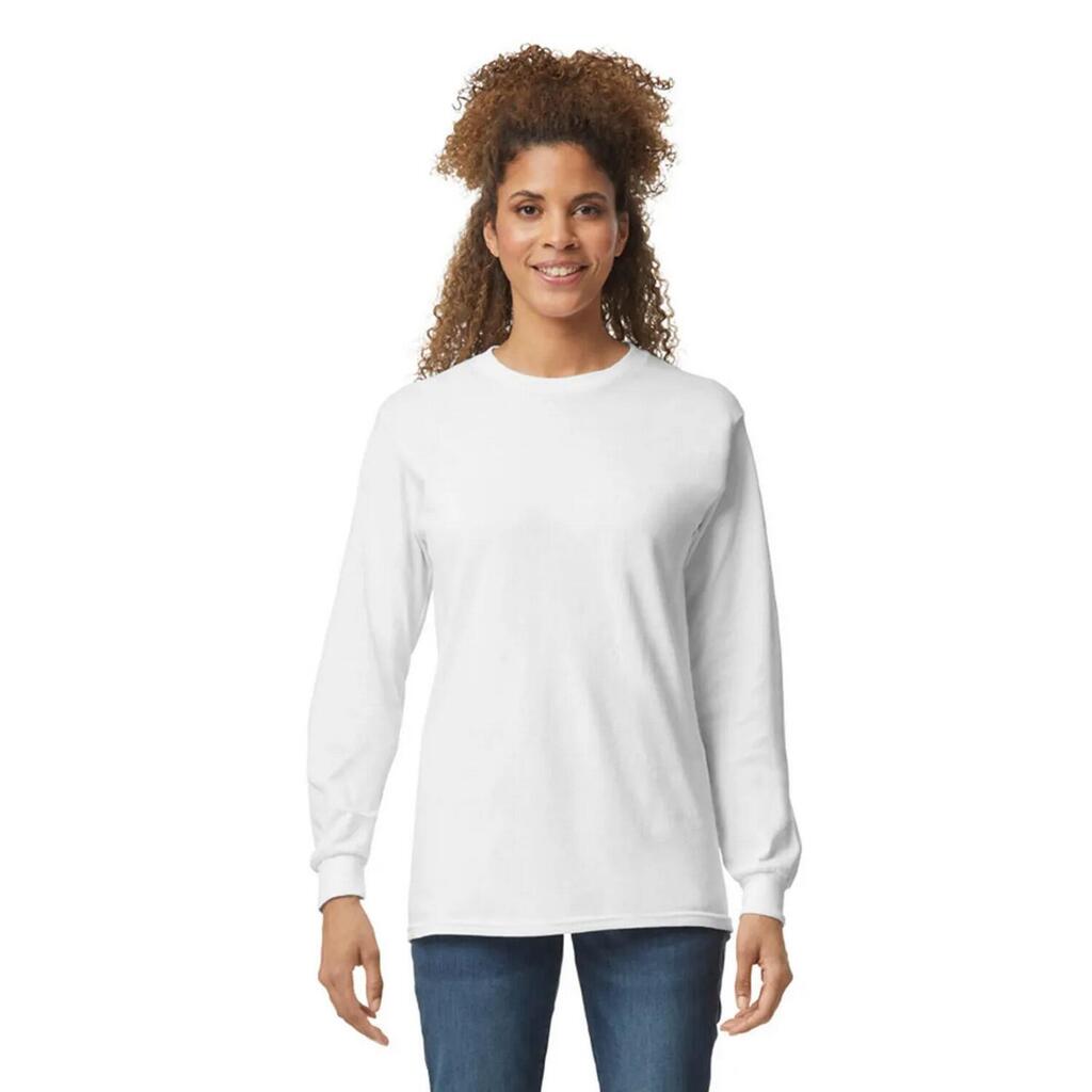 Unisex Adult Ultra Cotton LongSleeved TShirt (White)