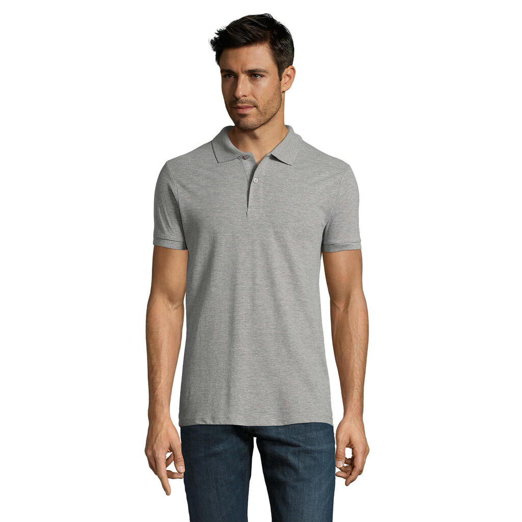 Mens Perfect Melange Polo Shirt (Grey Melange)