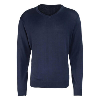 Heren gebreide v hals sweater top (houtskool)