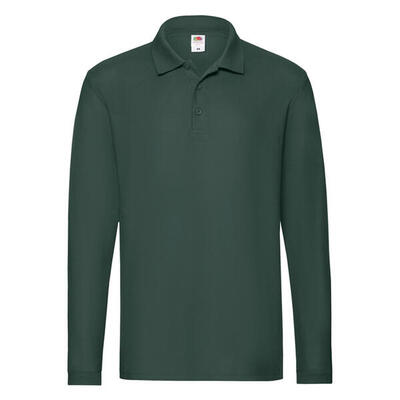 Heren premium poloshirt met lange mouwen (wit)