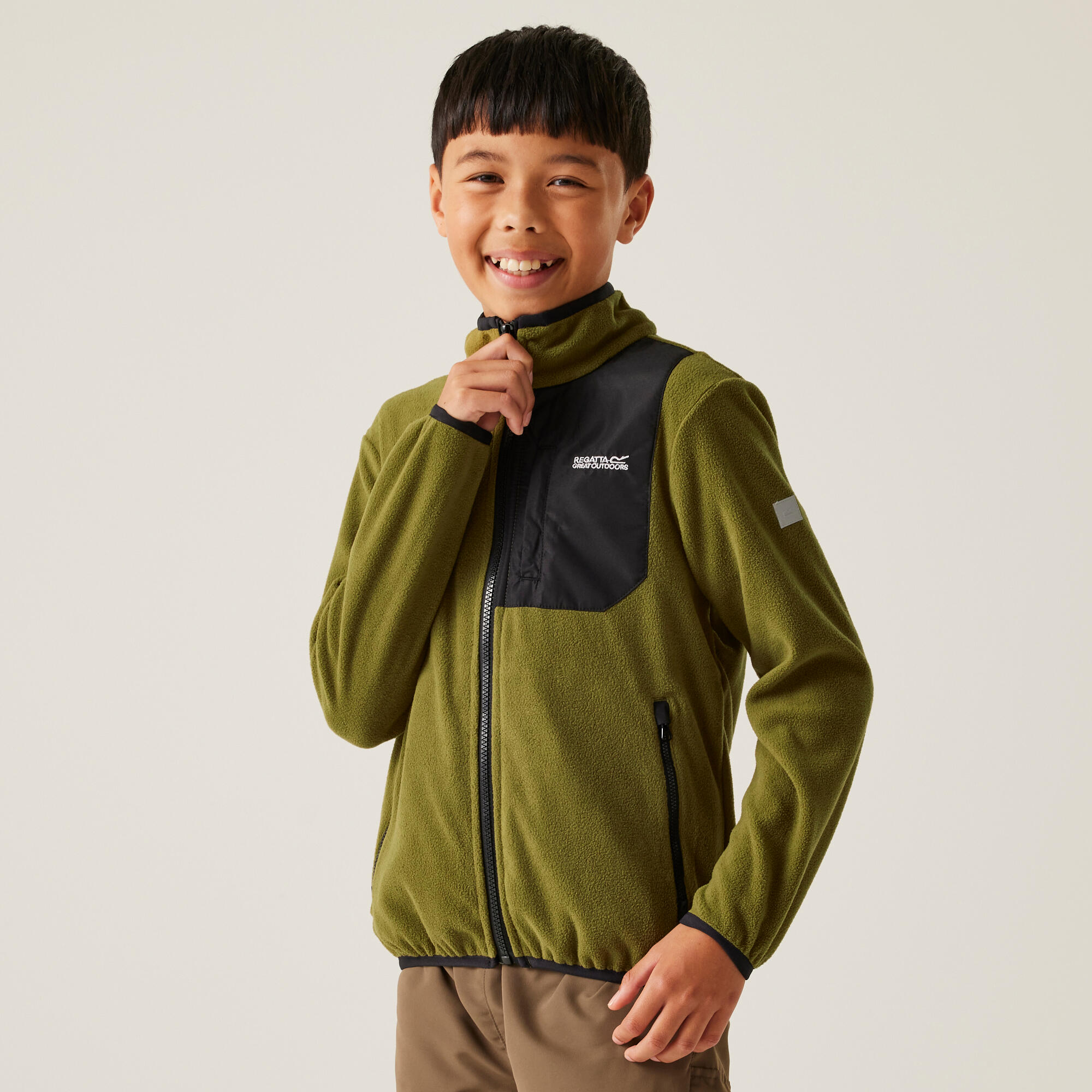 Regatta Kids Frankie Full Zip Fleece Jacket - Long Sleeve Borg Fleece Top With Reflective Trim