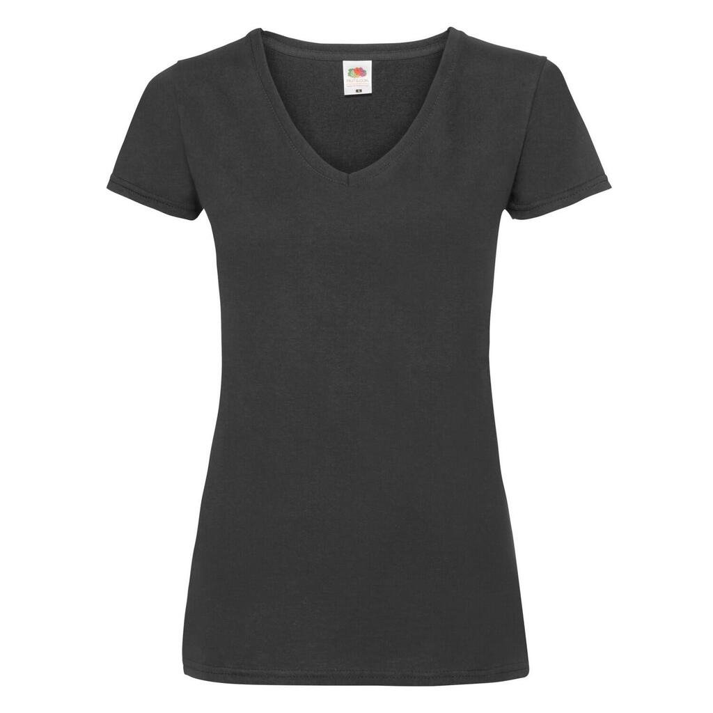 Womens/Ladies Valueweight V Neck TShirt (Black)