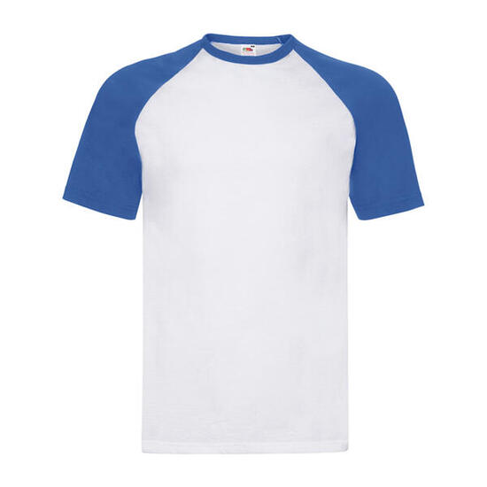 Tshirt Manches Courtes Baseball Homme (Blanc / Bleu Roi)