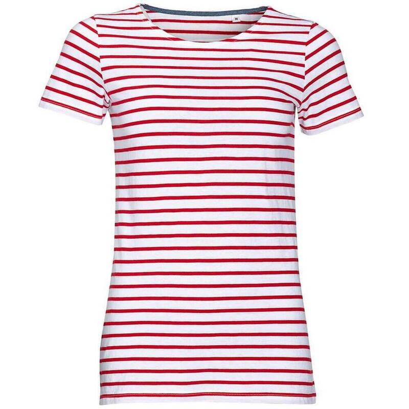 Tricou Drumeții În Natură SOLS Miles Gat Rotund In Dungi Femei