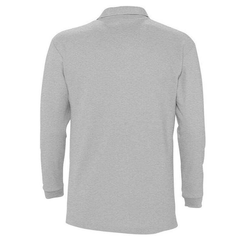 Polo Winter II de Mezcla de Manga Larga para Hombre Gris Jaspeado