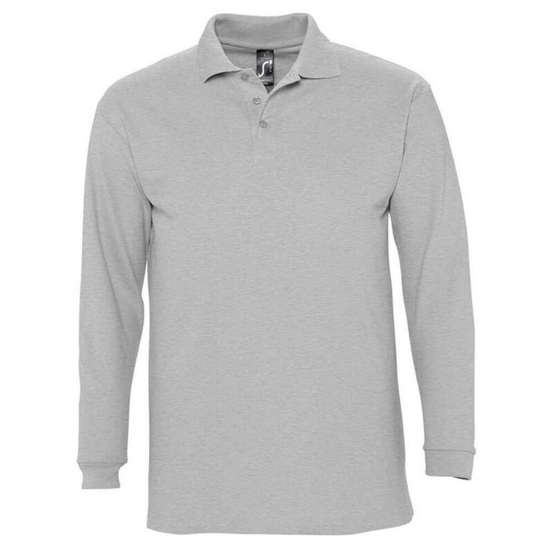 Polo Winter II de Mezcla de Manga Larga para Hombre Gris Jaspeado