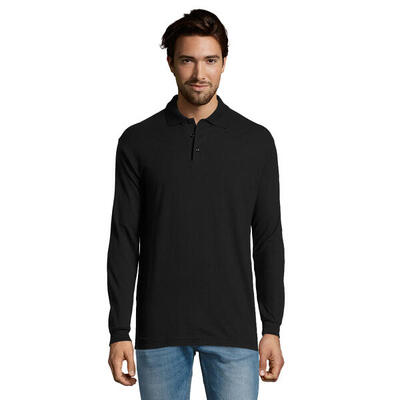 Heren ster poloshirt met lange mouwen (wit)