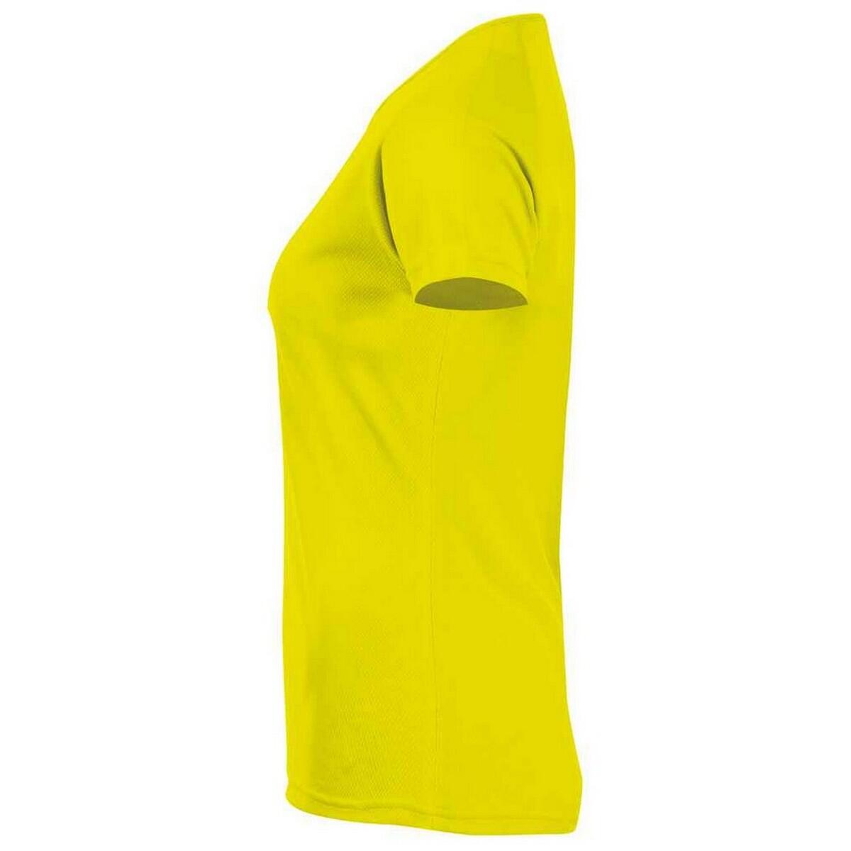Maglietta Raglan Donna SOLS Sporty Giallo Fluo 3/4