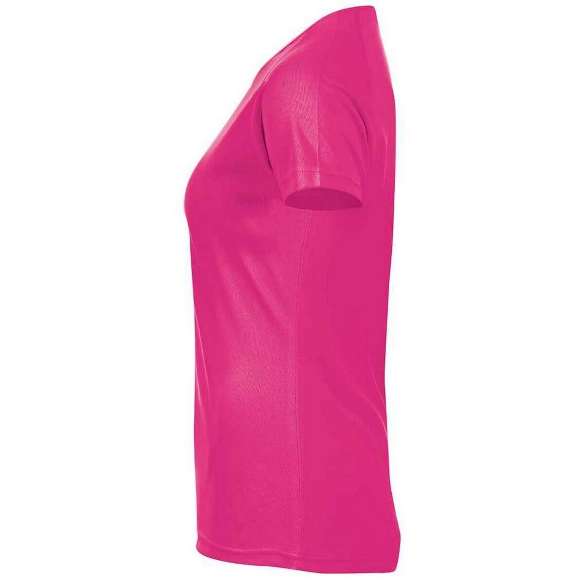 Maglietta Raglan Donna SOLS Sporty Rosa Fluo 3/4