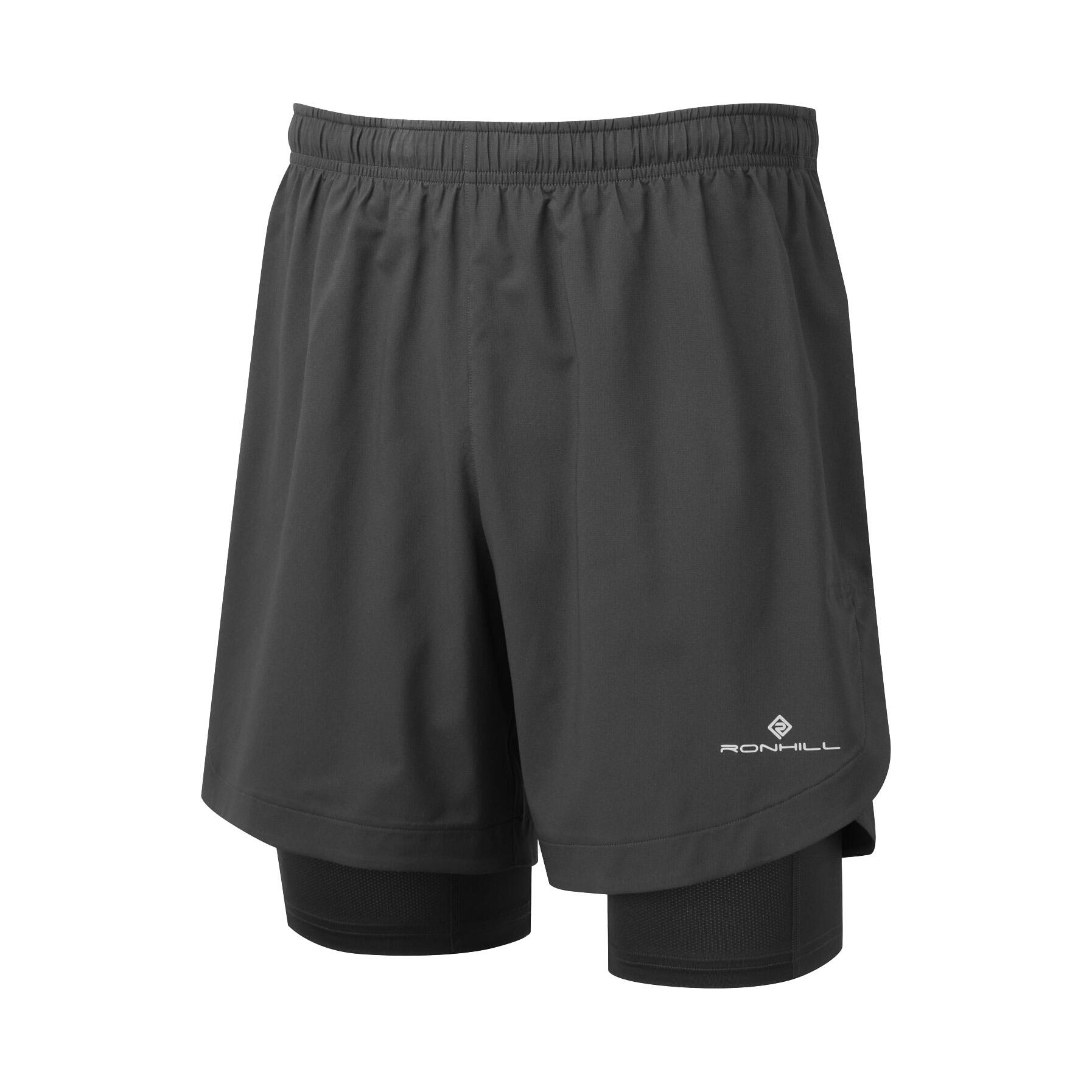 RONHILL Ronhill Mens Tech 7" Black Twin Layer Running Shorts