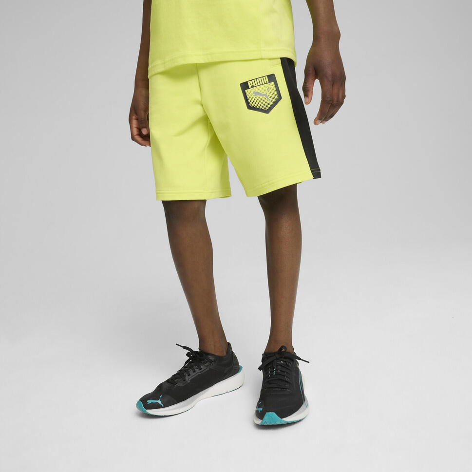 Młodzieżowe szorty dresowe Active Sports z grafiką PUMA Lemon Sherbert Yellow