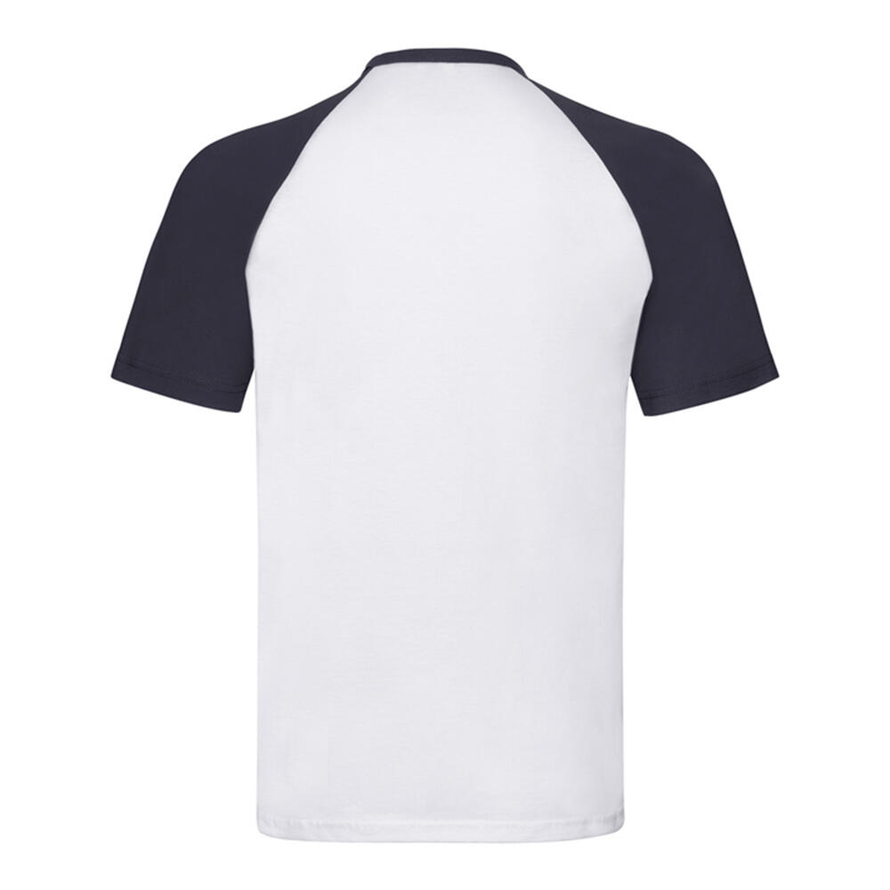 Tshirt Manches Courtes Baseball Homme (Blanc / Bleu Marine Sombre) 2/2