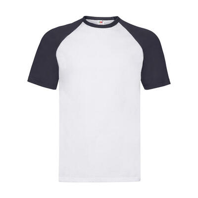 Heren tshirt honkbal met korte mouwen (witte/diepe marine)