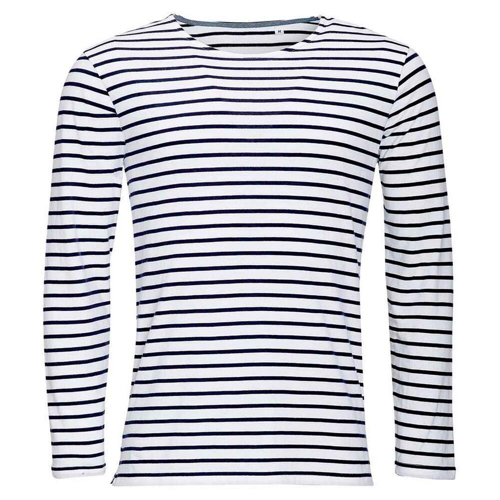 Mens Marine Striped LongSleeved TShirt (White/Navy)