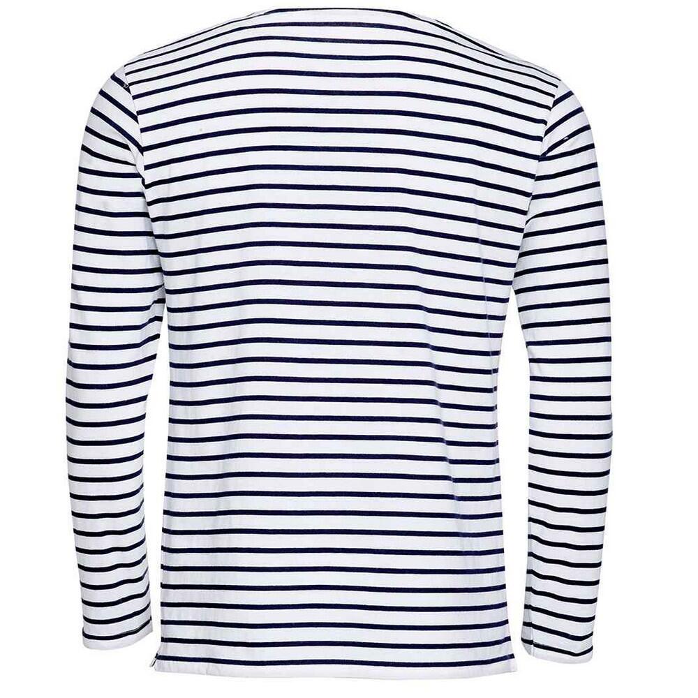 Camiseta Marine de Rayas de Manga Larga para Hombre Blanco, Marino 2/4