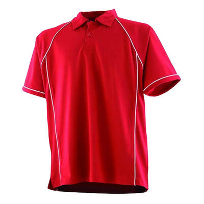 Heren performance piped poloshirt (rood/wit)