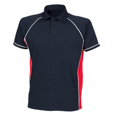 Heren performance piped poloshirt (marine / rood / wit)