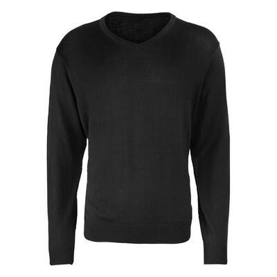 Heren gebreide v hals sweater top (houtskool)