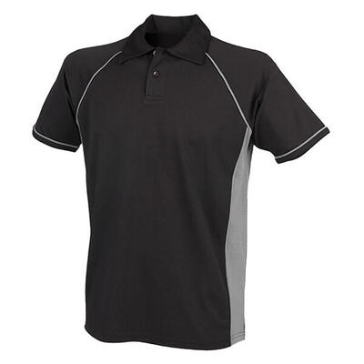 Heren performance piped poloshirt (zwart/gunmetaalgrijs)
