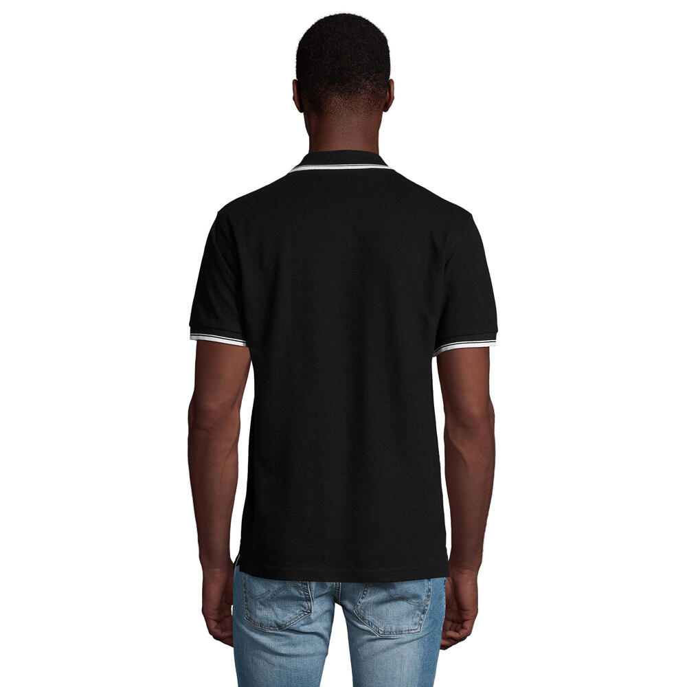Camisa pólo masculina com contraste para treino (Preto) 2/3