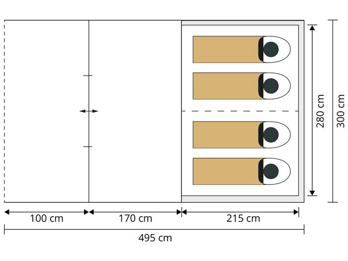 Tente tunnel - Hafslo 4 Sleeper Protect - Sol cousu - Cabine obscure - 4 pers 7/7