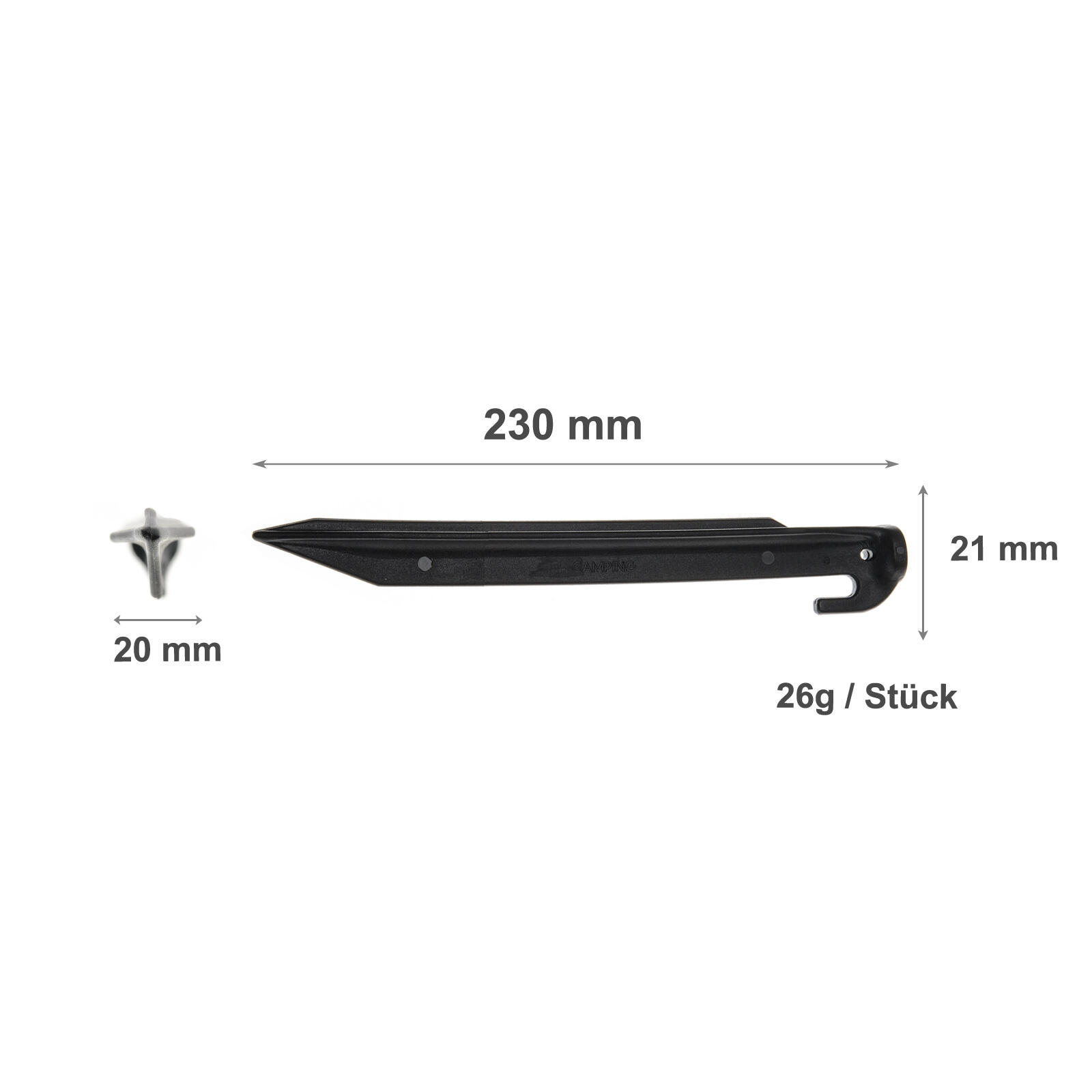 Camping Zeltheringe für weiche Böden - 23 cm - 12 Stück - Kunststoff - Tahoma 2/7