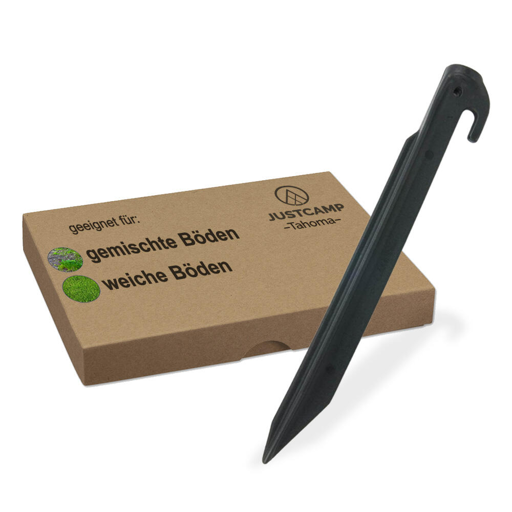 JUSTCAMP Camping Zeltheringe für weiche Böden - 23 cm - 12 Stück - Kunststoff - Tahoma