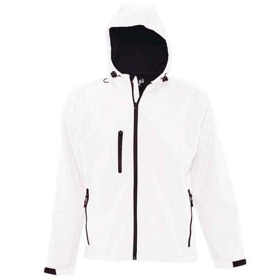 Heren replay soft shell jas met capuchon (wit)