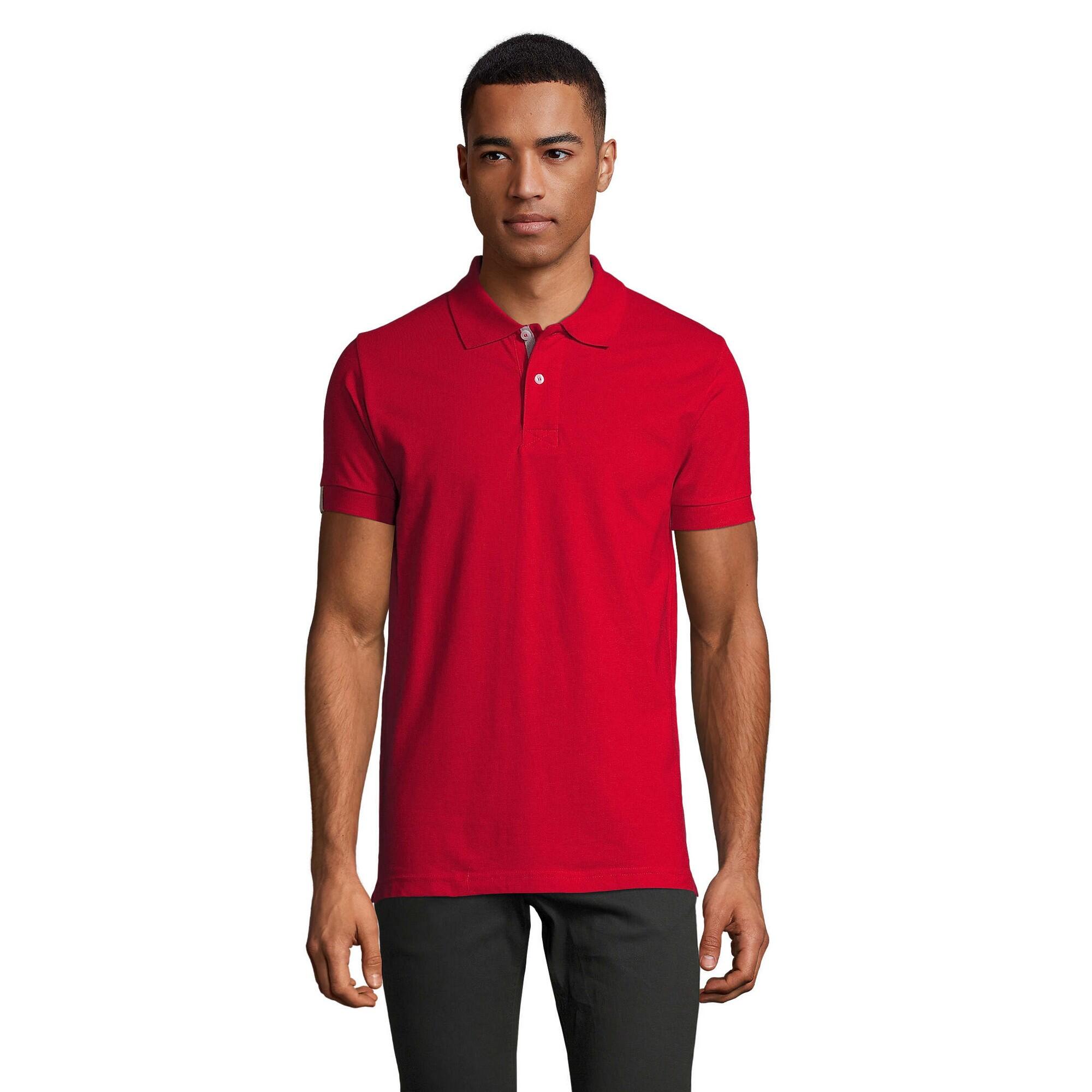 SOL'S Camisa pólo masculina Portland Vermelho / Cinzento