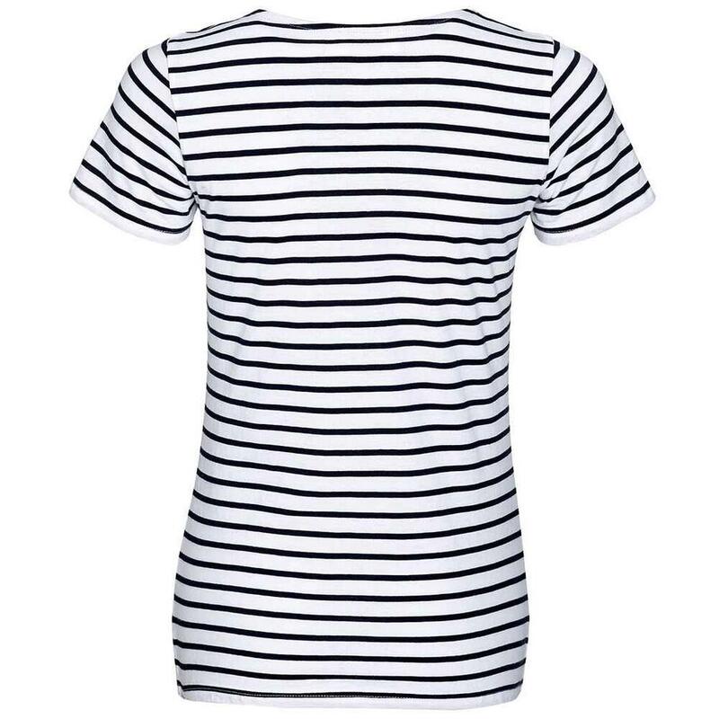 Tricou Drumeții În Natură SOLS Miles Gat Rotund In Dungi Femei