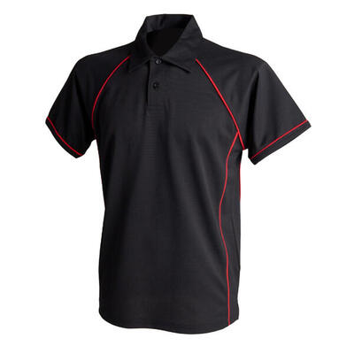 Heren performance piped poloshirt (zwart/rood)