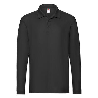 Heren premium poloshirt met lange mouwen (wit)