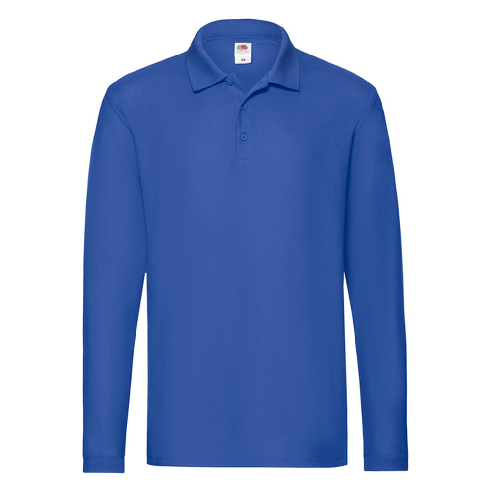Maglietta Polo Manica Lunga Uomo Fruit Of The Loom Premium Blu Reale