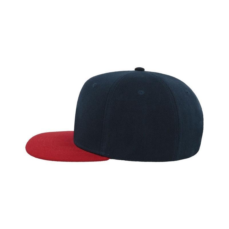 Snap Back Flat Visor 6 Panel Cap (Marine / Rood) 3/4
