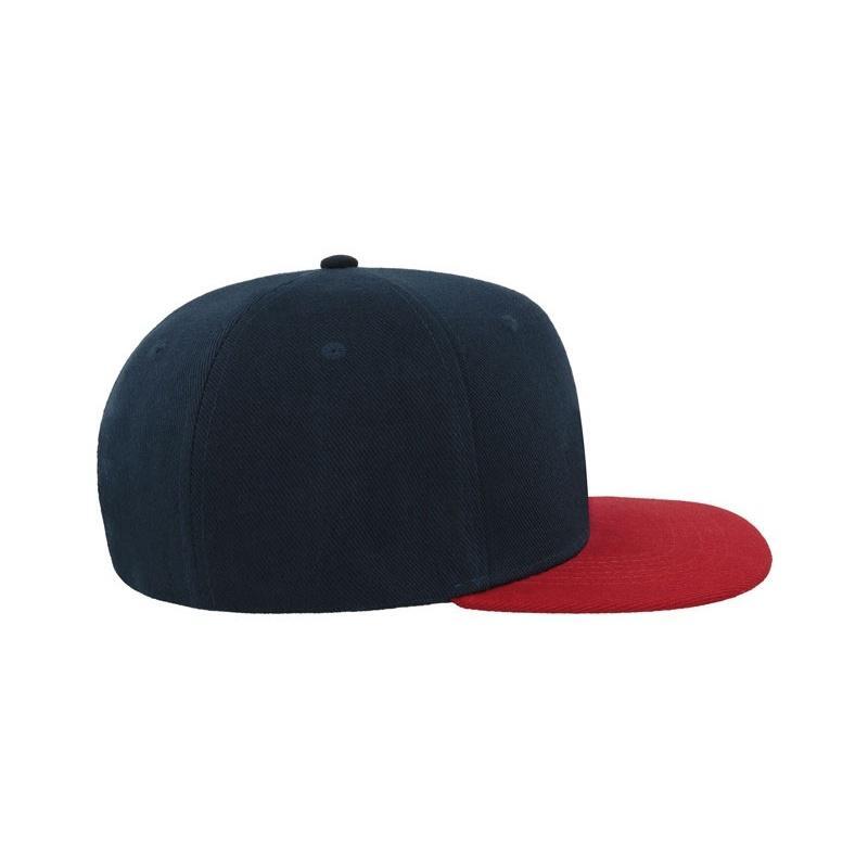 Snap Back Flat Visor 6 Panel Cap (Marine / Rood) 4/4