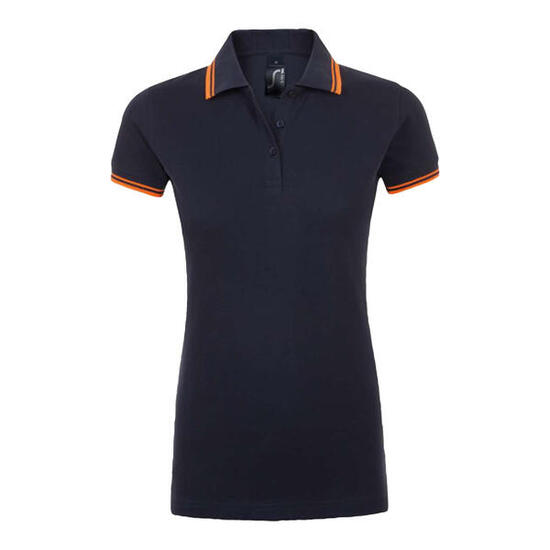 Polo PASADENA Femme (Bleu Marine Français / Orange Néon)