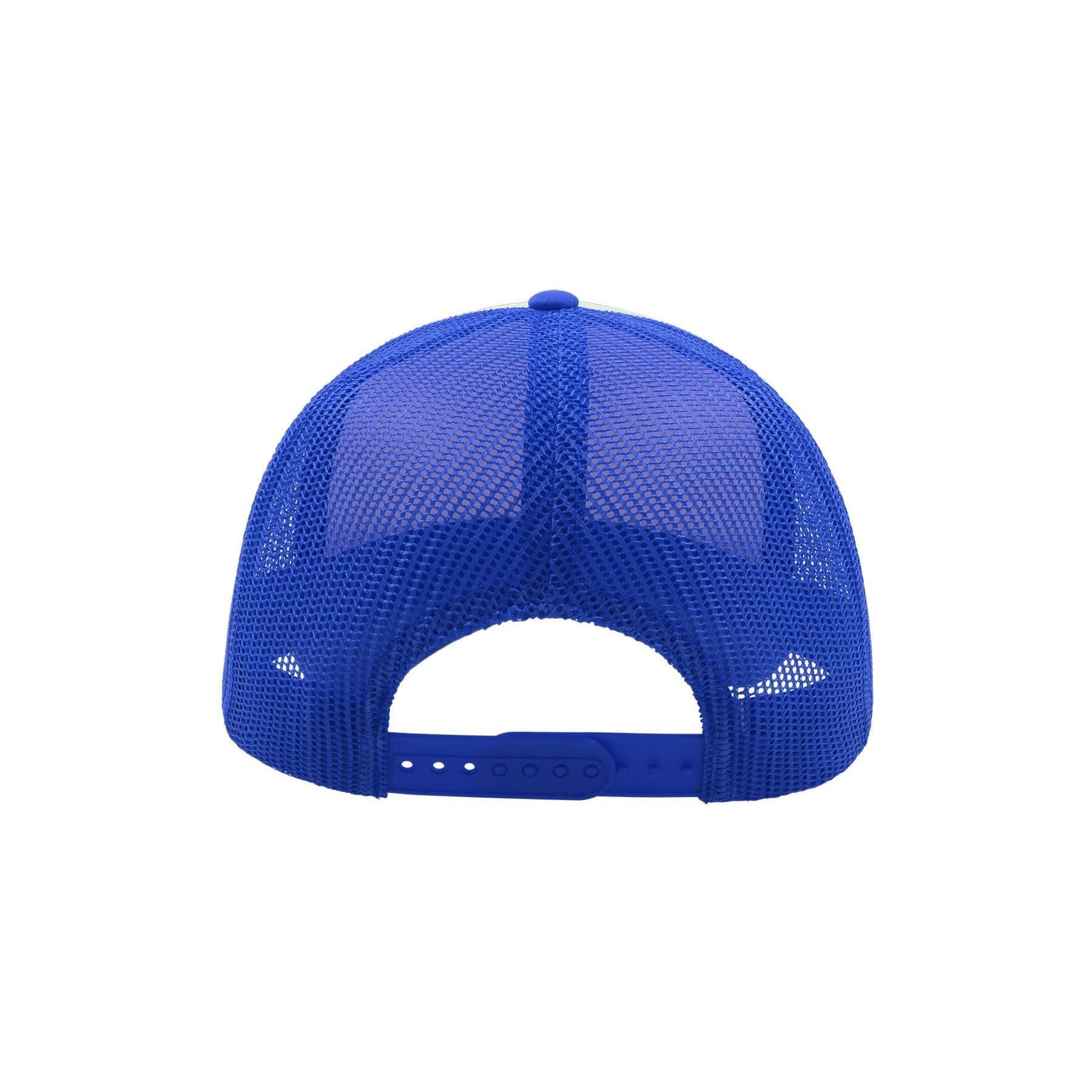 Gorra de 5 paneles estilo Trucker modelo Rapper Azul real/Blanco 2/4