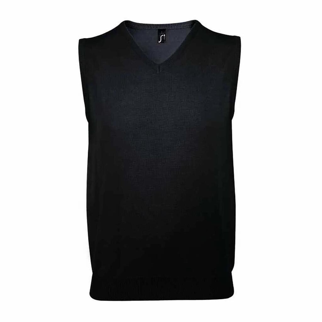 Unisex Adult Gentlemen Knitted Sleeveless Sweater Vest (Black)