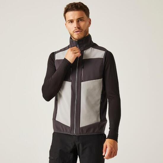 Jacke - E-Volve Softshell Hybrid Bodywarmer, schwarz und grau
