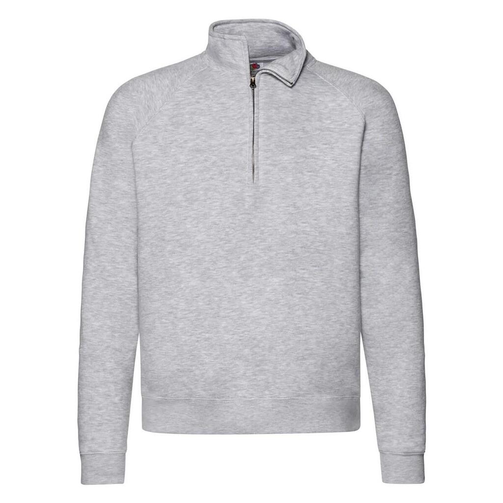 Mens Premium Plain Quarter Zip Raglan Sweatshirt (Heather Grey)