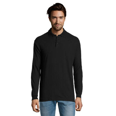 Heren ster poloshirt met lange mouwen (wit)