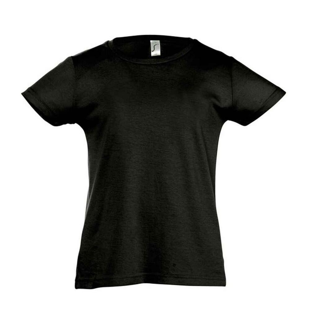 Sol's - Tshirt Girlie Cherry Enfant (noir) - T-shirt Manches Courtes - Marron|noir|vert - 4 À 6 Ans - Decathlon