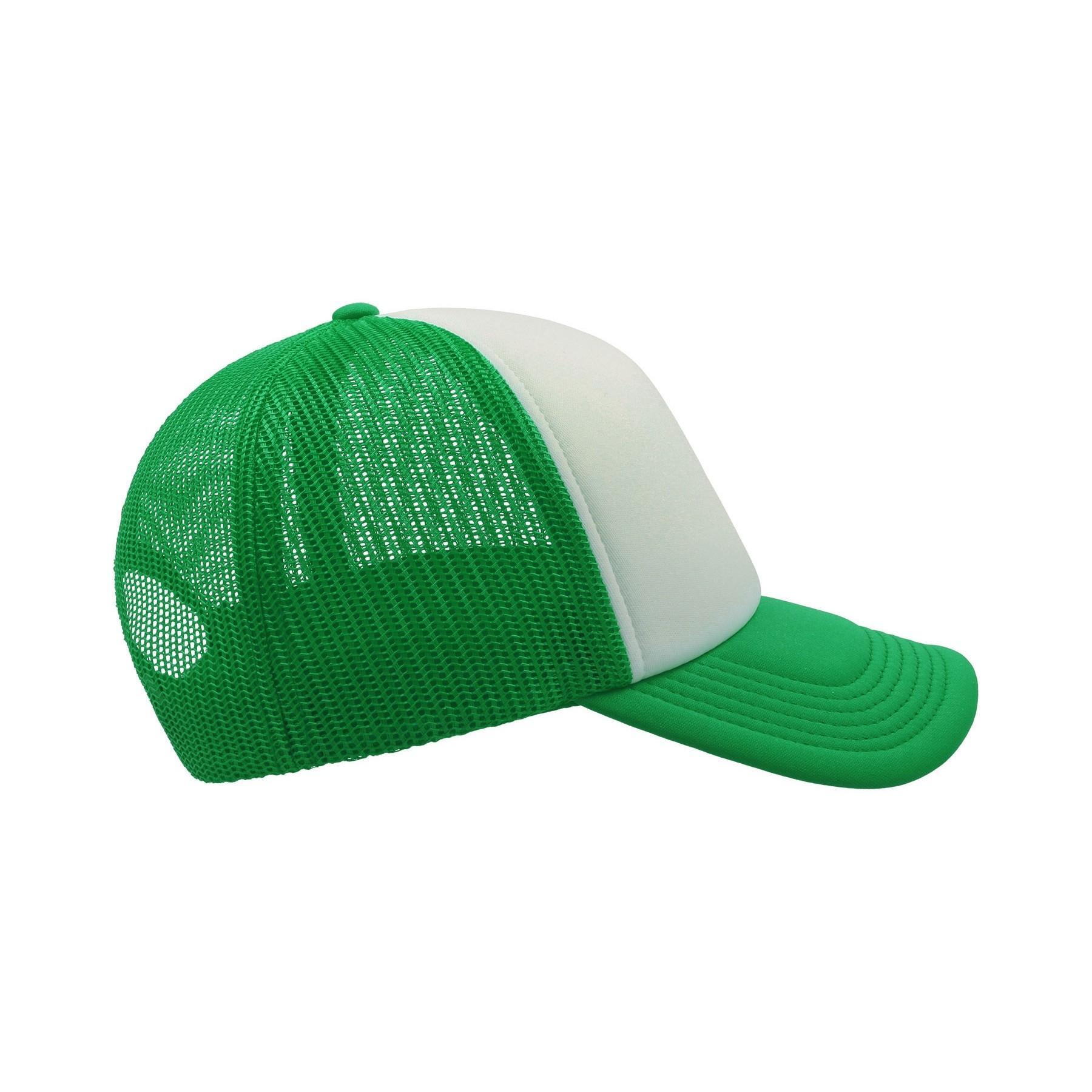 Gorra de 5 paneles estilo Trucker modelo Rapper Verde/Blanco 4/4