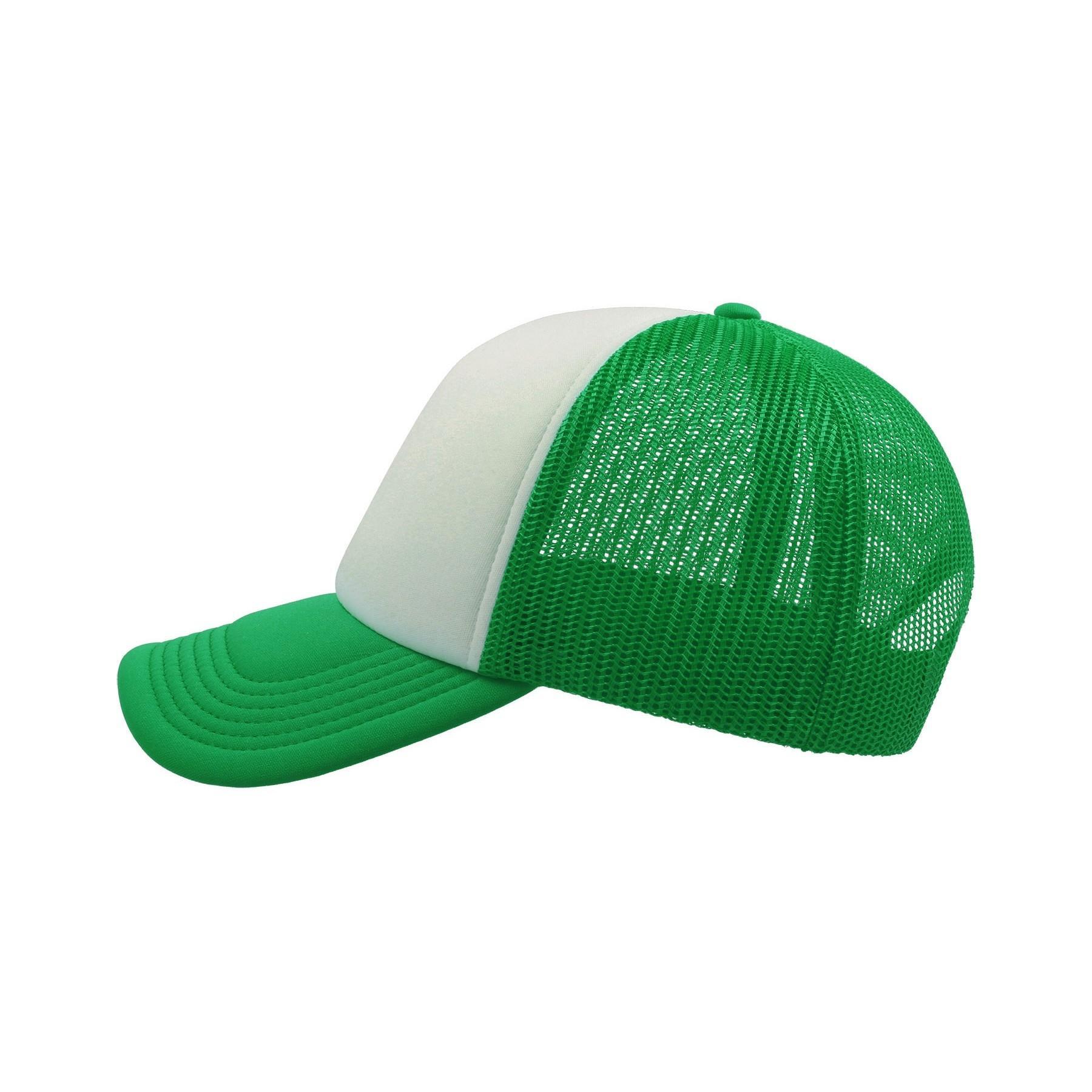 Gorra de 5 paneles estilo Trucker modelo Rapper Verde/Blanco 3/4