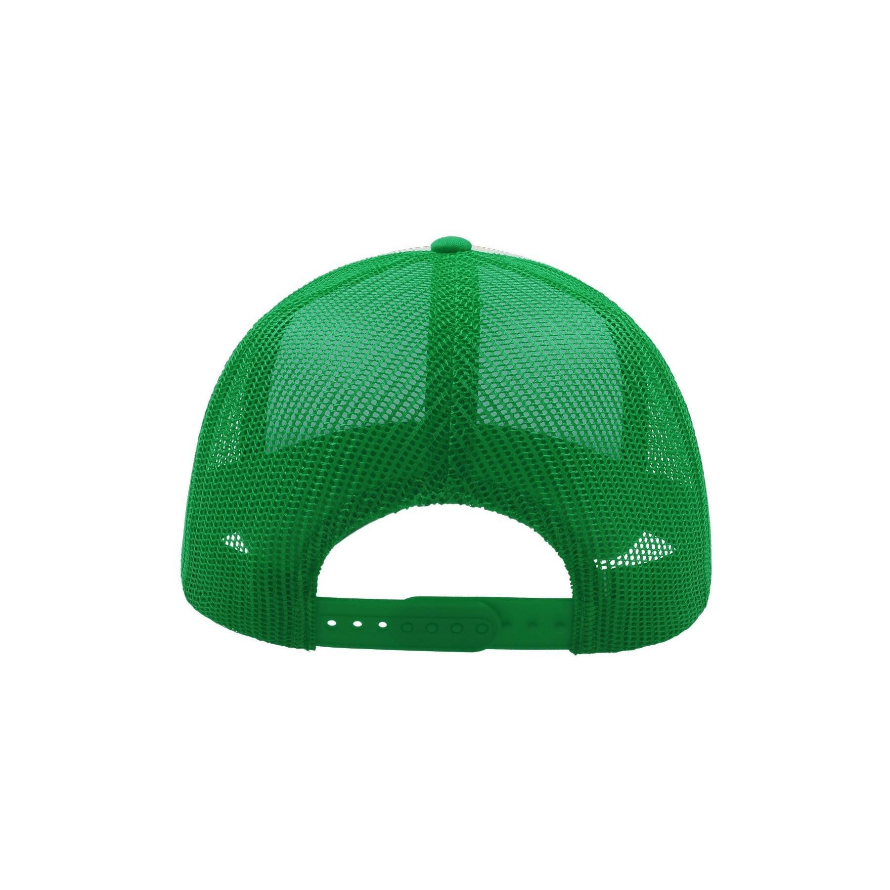 Gorra de 5 paneles estilo Trucker modelo Rapper Verde/Blanco 2/4